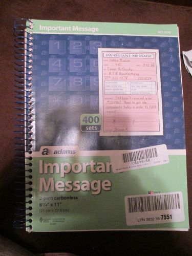 Adams Business Forms 2 Part Carbonless Spiral Bound Phone Message Book