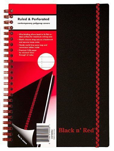 John Dickinson Black N&#039; Red Perforated Notebook - 70 Sheet - 24 Lb - (c67009)