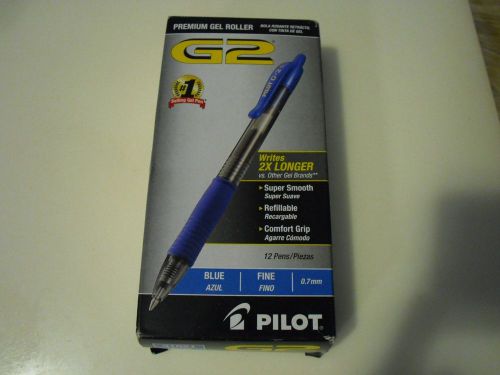 New ! 12pk pilot g-2 retractable gel-ink pens, fine point, blue 31021 for sale