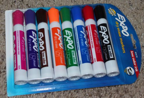 NEW 8 Count Expo Dry Erase Markers Intense Assorted Colors Chisel Tip Low Odor