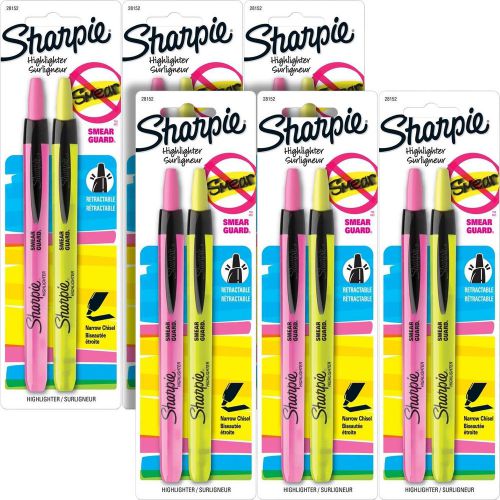 Sharpie accent retractable highlighters, yellow &amp; pink ink, pack of 12 (28152) for sale