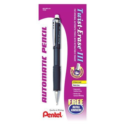 Pentel twist-erase iii mechanical pencil - hb pencil grade - 0.9 mm (qe519bp) for sale