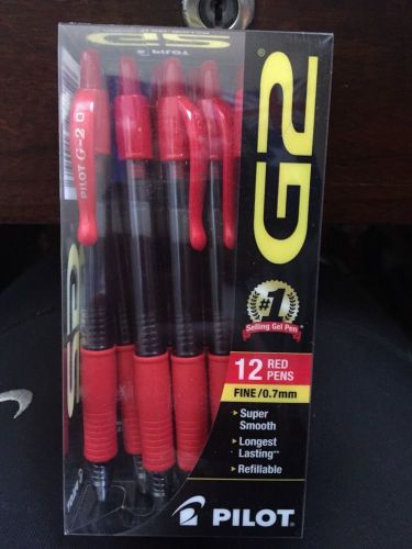 NEW Pilot G2 Gel Ink Retractable Rollerball Pen Fine Red Ink Dozen