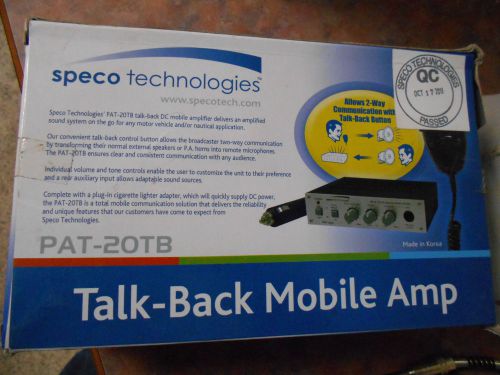 SPECO TECHNOLOGIES PAT-20TB TALK BACK MOBILE AMP W/TALK BACK FEATURE