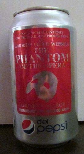 Diet Pepsi 12 oz Empty Aluminum Can Phantom of the Opera 2014 HTF Rare
