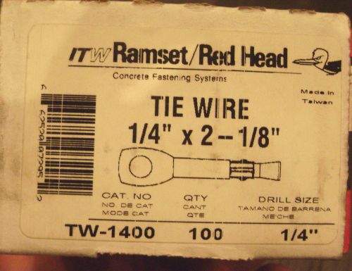 100 - 1/4&#034; x 2 x 1/8&#034; tie wire concrete anchors - new - ramset /red head tw-1400 for sale