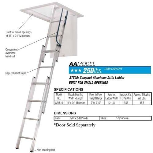 Attic ladder univ alum stairs werner small attic openings magnetic closure18&#034;x24 for sale