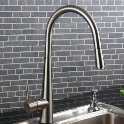 Modern pull-out spray kitchen faucet tap in brushed nickel finish free shipping for sale