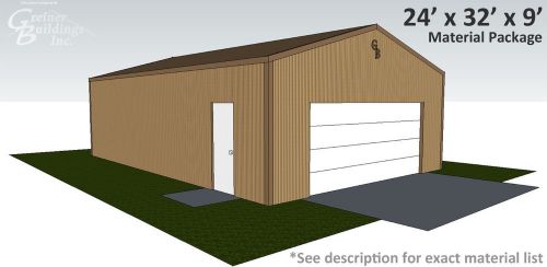 Pole barn kit 24&#039; x 32&#039; x 9&#039; garage/post frame, metal building + top quality for sale