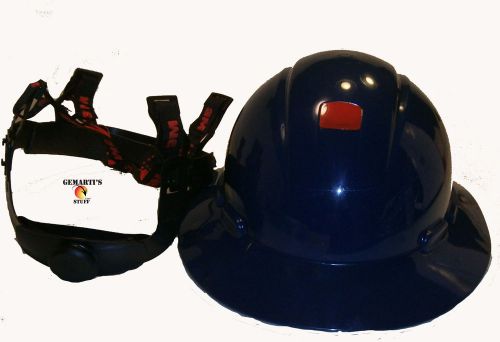 3M Full Brim Hard Hat UVicator, 4 Point Ratchet Suspension, Navy Blue H-810R-UV