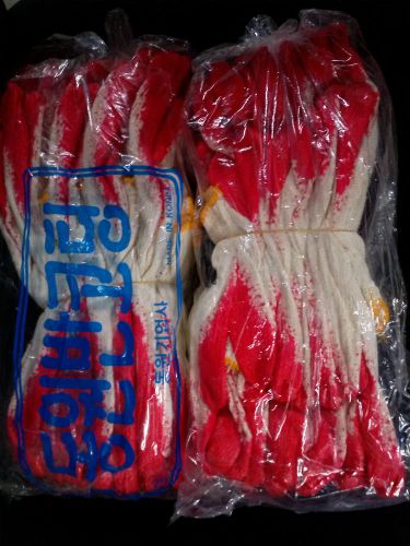 Lot of 20pairs size free (s~l) rubber latex palm coated knit work gloves red for sale