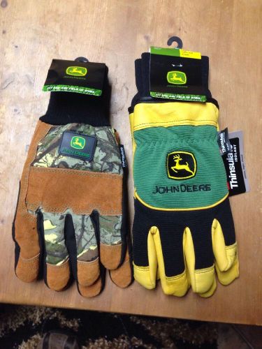 John deere leather insulated waterproof work gloves size large for sale