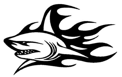 shark with flames CNC cutting .dxf format file for plasma, waterjet, laser
