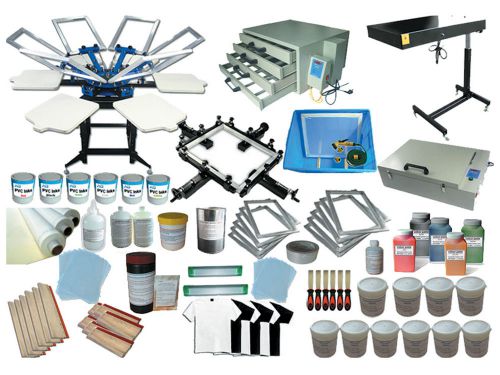 Complete set 6 color 6 station Tshirt silk screen printing kit all stuff include