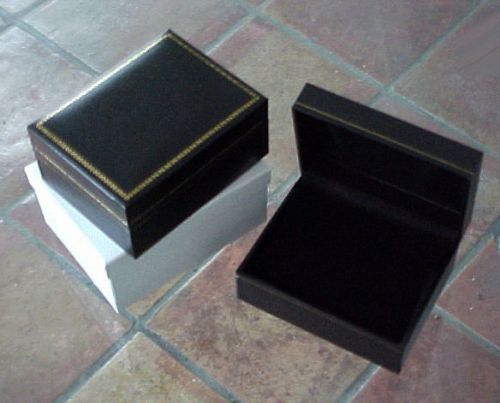 Six Black Leatherette Bangle Watch Cuff Bracelet Gift Boxes with Pillow Cushion