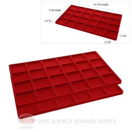 2 Red Insert Tray Liners W/ 24 Compartments Drawer Organizer Jewelry Displays