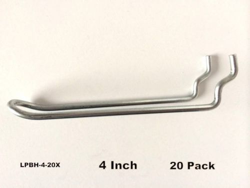 (20 PACK) 4 Inch Looped Pegboard Hooks w/ Elevated Tip. Fits 1/8 &amp; 1/4 Pegboard