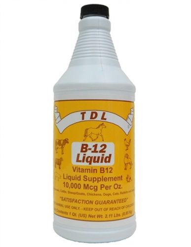 TDL B-12 Liquid Supplement Vitamin Horse Cattle Sheep Chickens Cat Dog Pig Quart