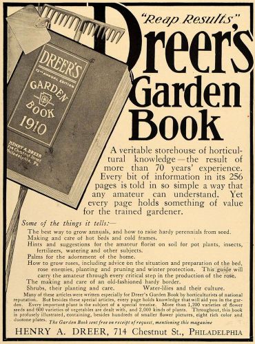 1910 ad dreer&#039;s garden book henry a horticultural grow - original gm1 for sale