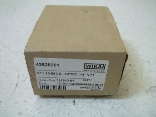 WIKA 43528201 GAUGE 1/4&#034; NPT 0-60 PSI *NEW IN A BOX*