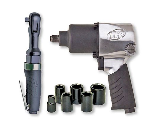 Brand new! ingersoll rand 2317g edge series air impactool and ratchet kit, black for sale