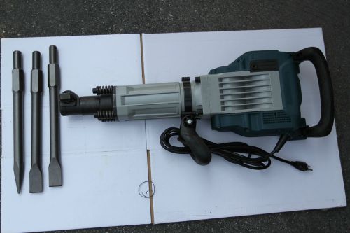 New Pro 1750w Electric Demolition Jack Hammer With 3 Chisels Concrete Breaker HD