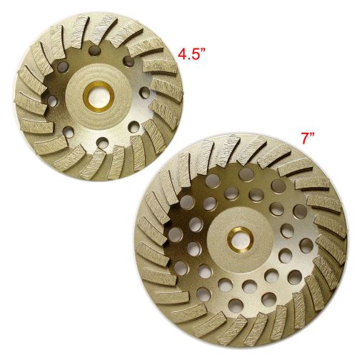 2PK 4.5&#034; &amp; 7” Concrete Turbo Diamond Grinding Cup Wheel for Angle Grinder