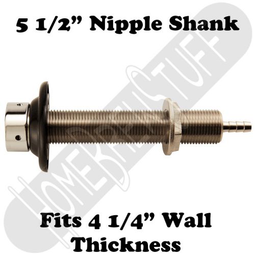 5 1/2&#034; draft beer nipple shank assembly chrome 3/16 bore kegerator tap homebrew for sale