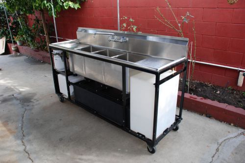 Portable, self-contained 6&#039; stainless triple sink for sale
