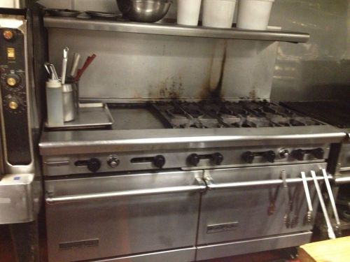 American Range Restaurant 6 Burner Stove Double Oven And Flat Top Grill