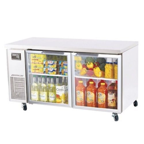 New turbo air 60&#034; j series ss/glass undercounter refrigerator!! 2 glass doors!! for sale