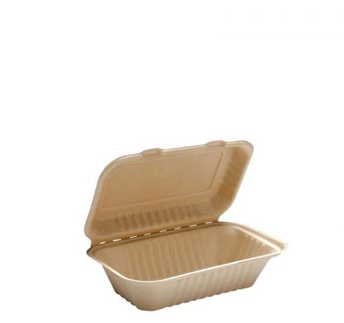 125 PCS Compostable Hogie Hinged Container ECO-HOAGIE Microwaveable Hot/Cold