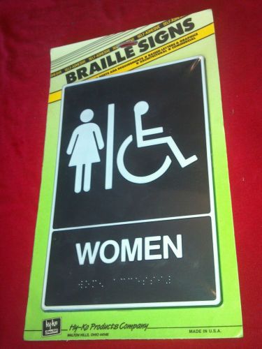 HY KO 3D w/Braille COMMERCIAL WOMEN HANDICAP RESTROOM SIGN (5 3/4&#034; x 8 3/4&#034;)