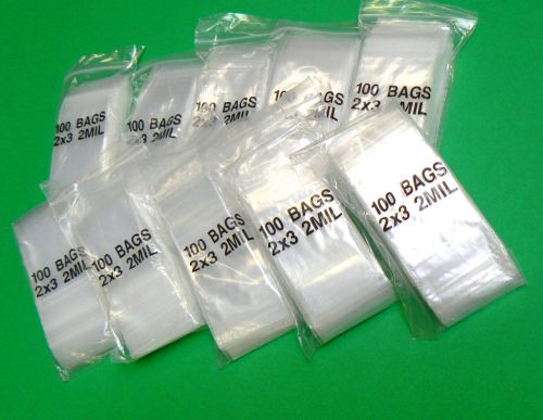 1000 2x3 2 mil Reclosable Clear Bags