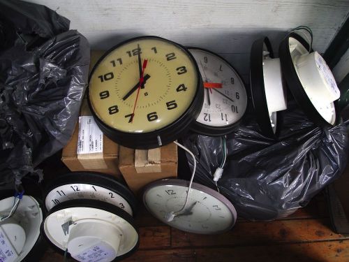 large lot  of Simplex 6310 13&#034; 13.5&#034; Wall Clock clocks time control units more
