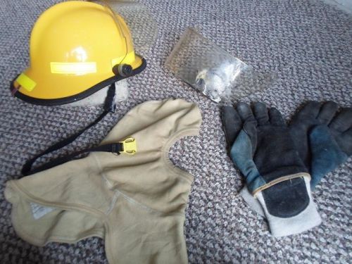 Firefighter helmet gloves hook face sheild combo turnout bunker equipment for sale