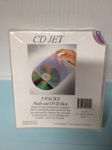 CD/DVD Push-Out Box CD JET 5 Pack Transparent Multi Color Tabs- Free Shipping
