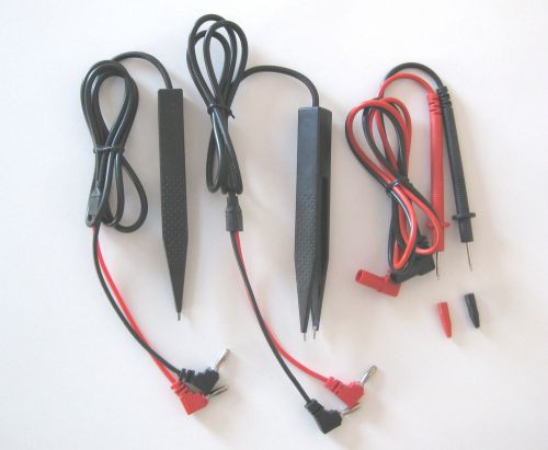 2x SMD Inductor Test Clip Probe Tweezers + 1x Lead Cable Probe