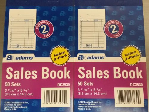Adams Carbonless 2 Part Sales Book DC3530- 50 Sets - 2 books - 3 11/32&#034; x 5 5/8&#034;