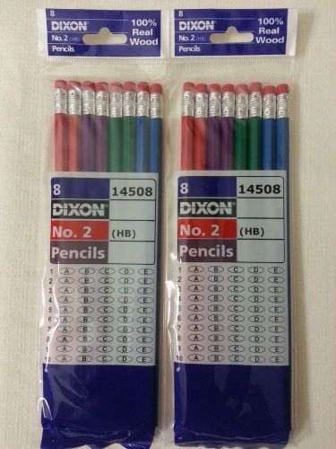 2 Packs of 8 Dixon Ticonderoga Number 2 HB Pencils - Factory Sealed