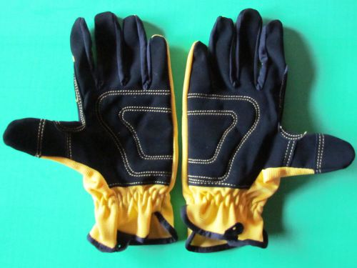 High dex work glove~&#034;firm grip&#034;~yellow~large~padded~syn leather~spandex~new for sale