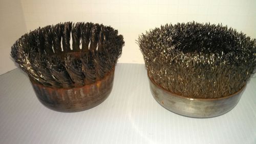2 Heavy Duty 4&#034; Steel Cup Wire Brushes Weiler Max 9000 RPM Crimped &amp; Knot Unused
