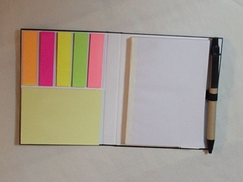 Pocket Size Note Pad Book with Sticky Notes &amp; Color Strips New black Bellco pen