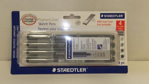 4 Pack Staedtler Pigment Line Sketch Pens 0.1mm 0.3mm 0.5mm 0.7mm (308 WP4BK)