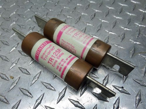 Pair of gould shawmut tri-onic tr125r 125 amps 250 vac fuses for sale