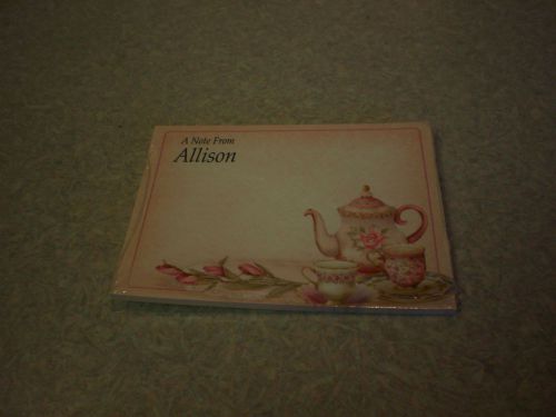 PERSONALIZED POST-IT STICKY NOTES ~ &#039;ALLISON&#039; WITH TEA DESIGN ~NIP!