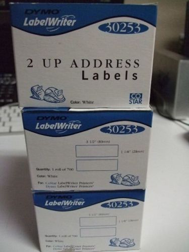 3pk Of Genuine DYMO LabelWriter 30253 Address Labels (2-up) 1.1/8&#034; x 3.1/2&#034;