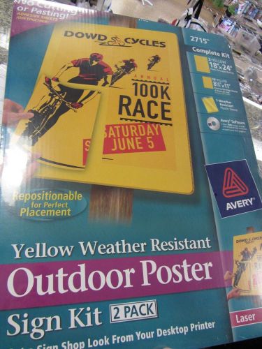 AVERY 2715 New Avery Outdoor Poster Sign Kit 2pk YELLOW SIGN KIT