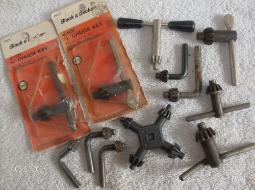 lot of 12 drill chuck keys variety of sizes jacobs &amp; others 4 way 1-2-3-4