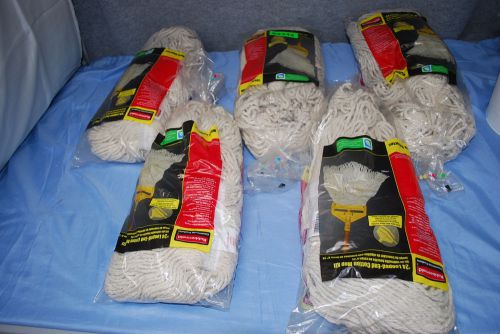 1-lot of 5 / rubbermaid commercial #24 looped-end cotton mop heads (new) #s4344 for sale